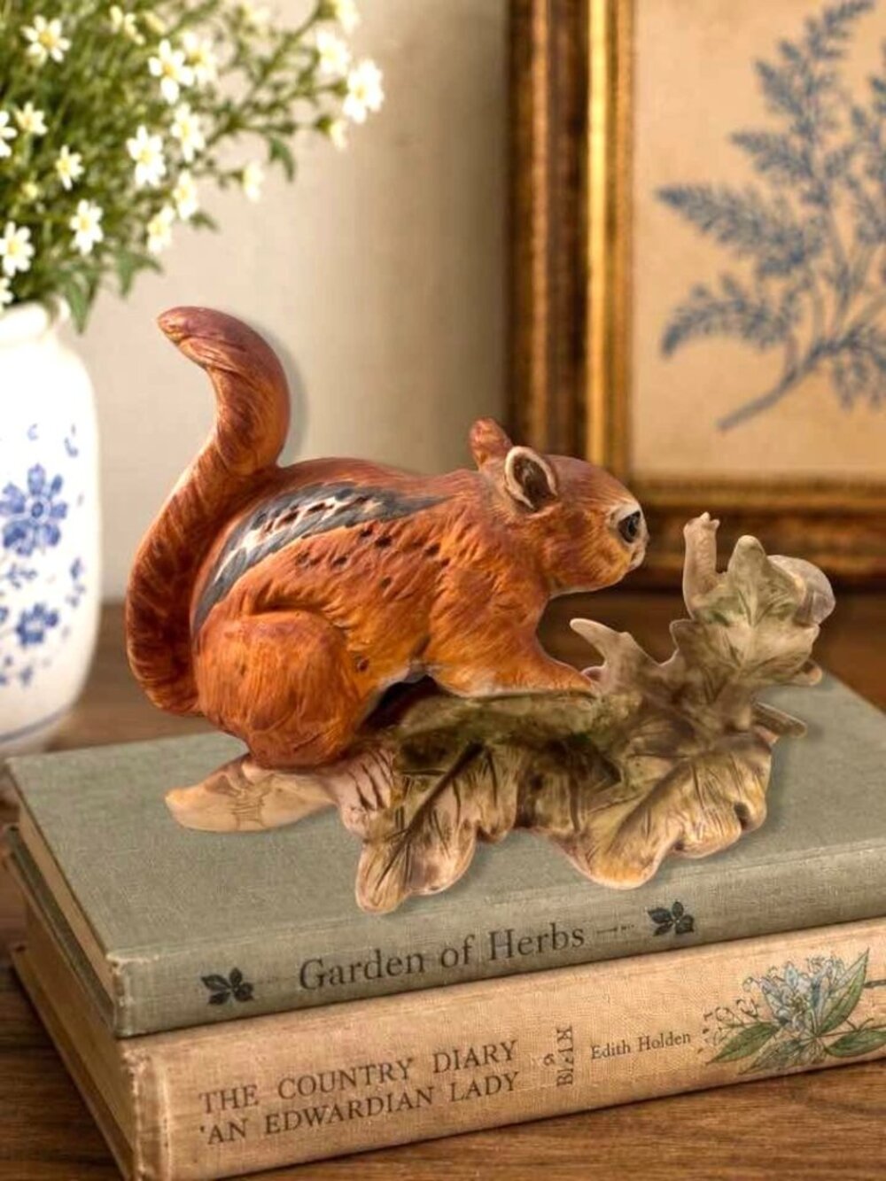 Vintage Ceramic Chipmunk Figurine With Snail On Leaf Base - Woodland Wildlife De - Picture 8 of 8
